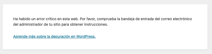 Error crítico de WordPress